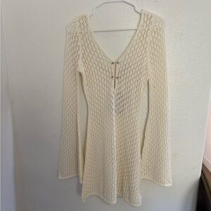 Meshki Cream Crochet Knit Dress Bikini Cover Up